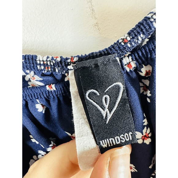 Windsor So Fab Ditzy Floral Crop Top Puff Sleeves Tie Back L GUC - Picture 5 of 13